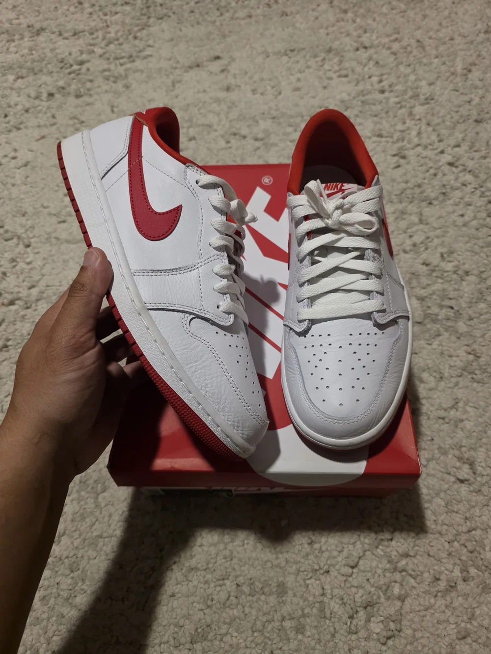 Jordan Men’s White and Red Low-Top Sneakers